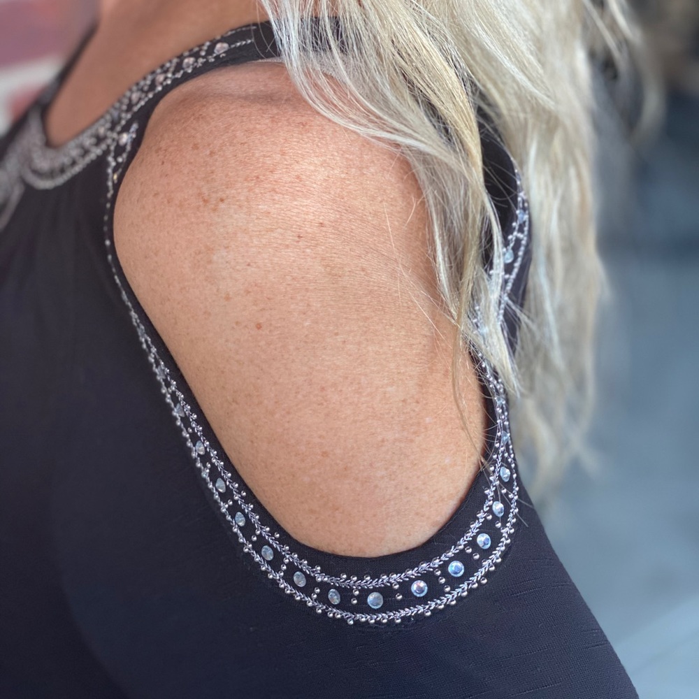 Macy’s Brand INC studded blouse. NWOT